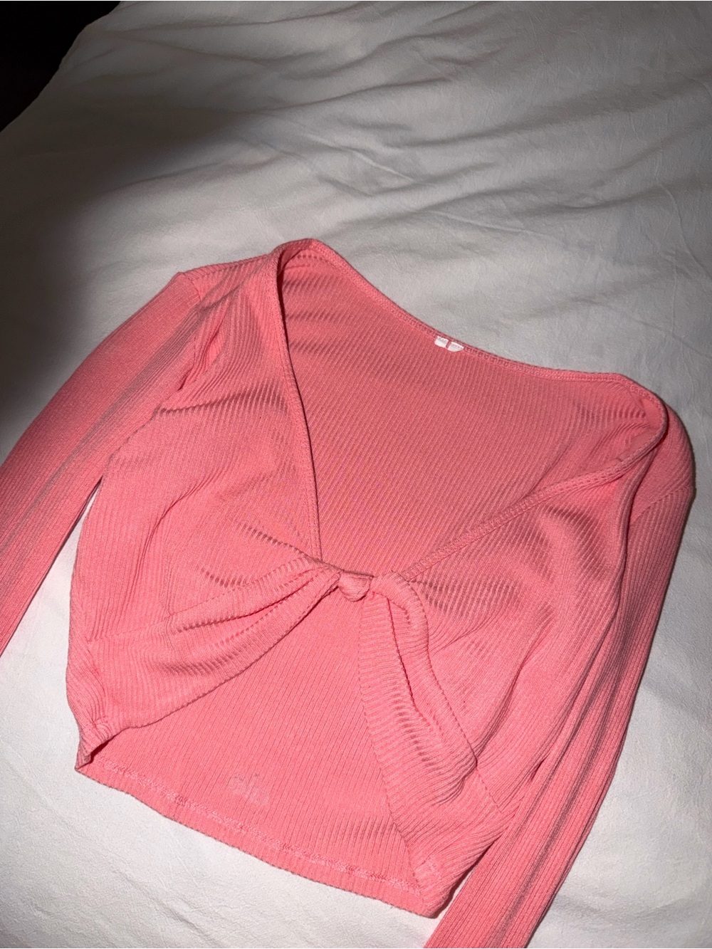 Alo yoga coral long sleeve ballet knot Pilates top size small